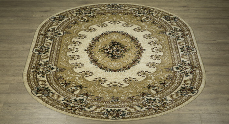 ковер акварель 20636 22122. При скромной стоимости ковра 20636 Прямой из Хит-Сет нитей внешний вид противоречив, намекает на богатство и играет от освещения, как шелковый. Коричневый Бежевый. медальон ковер акварель 20636 22122